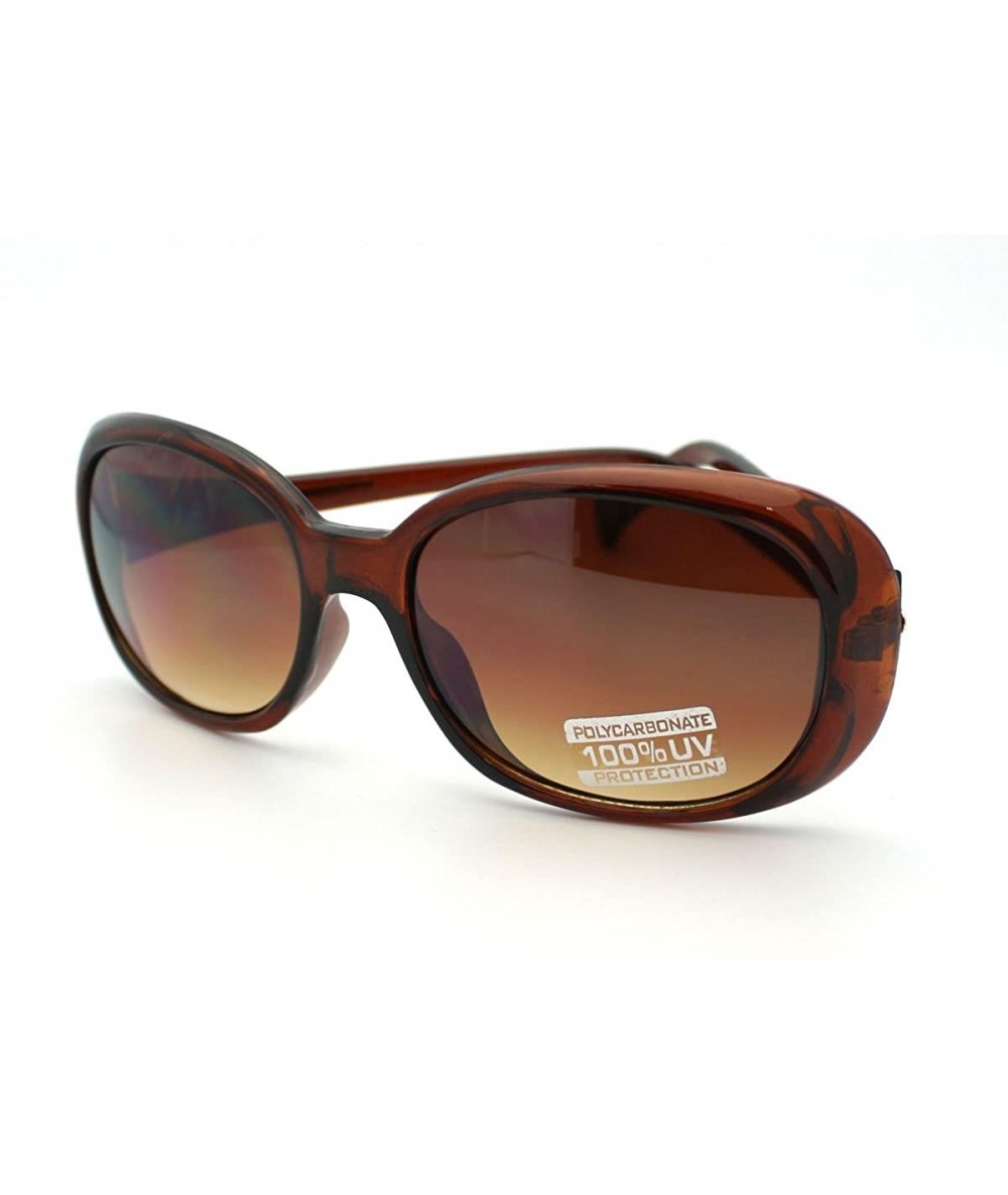 Oval Classic Women's Comfort Fit Oval Fashion Round Sunglasses - Brown - CP11CJVPLGX $18.60