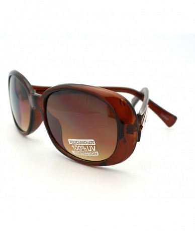 Oval Classic Women's Comfort Fit Oval Fashion Round Sunglasses - Brown - CP11CJVPLGX $18.60