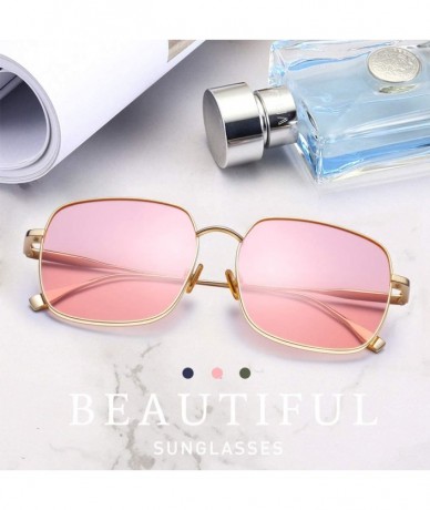 Oversized Fashion Oversized Sunglasses for Women Polarized UV Protection Lens Metal Frame - Pink - CZ18TSTCOGG $38.61