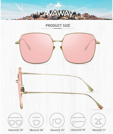 Oversized Fashion Oversized Sunglasses for Women Polarized UV Protection Lens Metal Frame - Pink - CZ18TSTCOGG $38.61