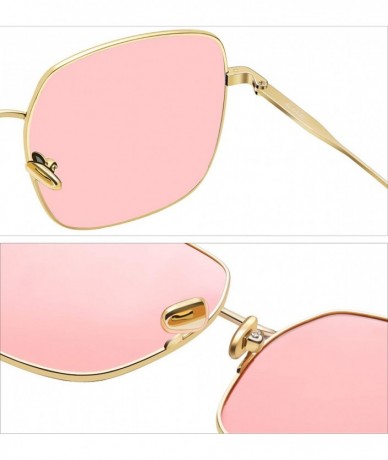 Oversized Fashion Oversized Sunglasses for Women Polarized UV Protection Lens Metal Frame - Pink - CZ18TSTCOGG $38.61