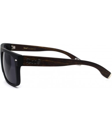 Rectangular Locs Hipster Gangster Hardcore Flat Top Horn Rim Sunglasses - Matte Black Wood Grain Arm - CX1966ED798 $23.98