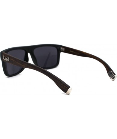 Rectangular Locs Hipster Gangster Hardcore Flat Top Horn Rim Sunglasses - Matte Black Wood Grain Arm - CX1966ED798 $23.98