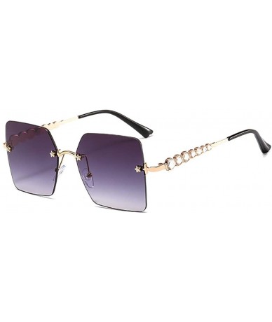 Rimless Luxury Square Rimless Sunglasses Women-Owersized Lens Metal Frame Shade Glasses - A - C3190EGK7MY $61.23