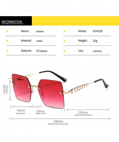 Rimless Luxury Square Rimless Sunglasses Women-Owersized Lens Metal Frame Shade Glasses - A - C3190EGK7MY $61.23