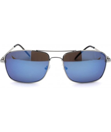 Rectangular Mens Air Force Rectangle Mirror Lens Racer Pilots Sunglasses - Silver Blue Mirror - CT1977D270S $23.22