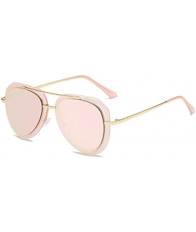 Aviator Trendy men and women two-tone sunglasses retro sunglasses - Pink Reflective Color - C718HCOGC4T $49.49