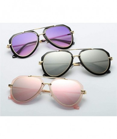 Aviator Trendy men and women two-tone sunglasses retro sunglasses - Pink Reflective Color - C718HCOGC4T $49.49