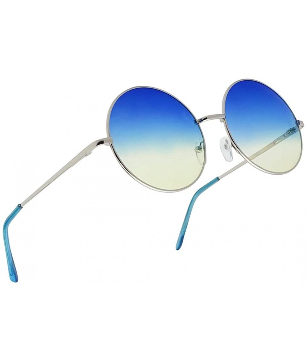 Round 70's Oversized Round Sunglasses Groovy Hipster Street Fashion Costume Accessory - Silver - C612I6WWZFD $17.75