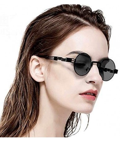 Sport Black Raven Sunglasses for Men and Women UV400 Steampunk Vintage Retro Mirrored Reflective Metal - C918C2Q9O62 $36.17