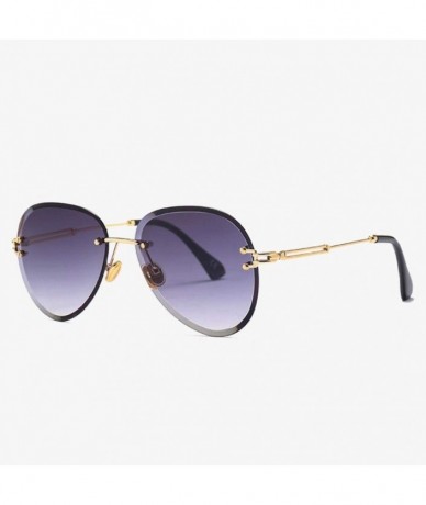 Goggle Luxury Rimless Sunglasses Women Gradient Sun Glasses Shades Clear Eyewear UV400 - D453 Grey - CD18TK5Y4GS $41.21