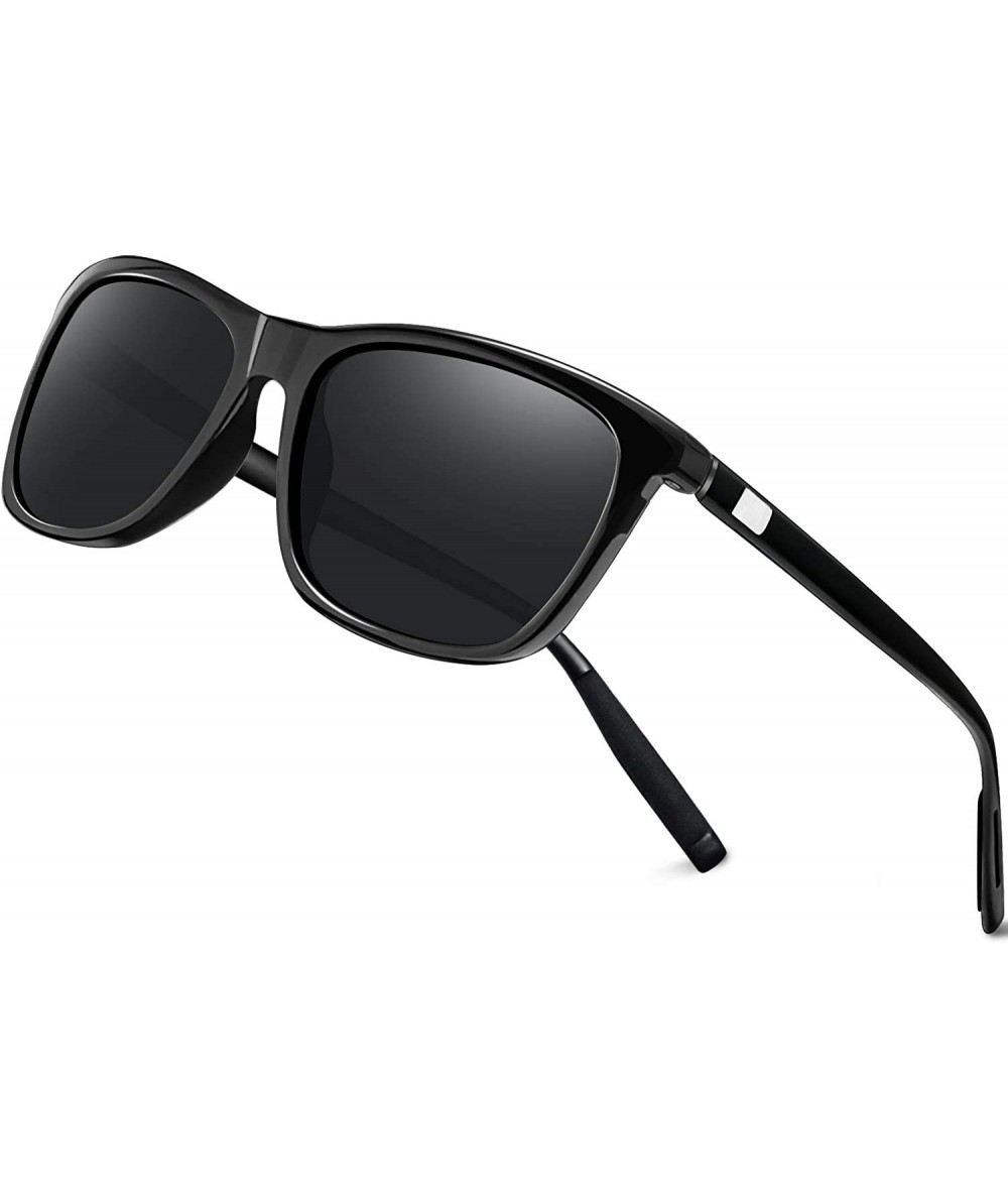 Square Rectangular Sunglasses Polarized Aluminum Glasses - Black - C918N6WQGGY $21.74