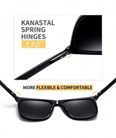 Square Rectangular Sunglasses Polarized Aluminum Glasses - Black - C918N6WQGGY $21.74