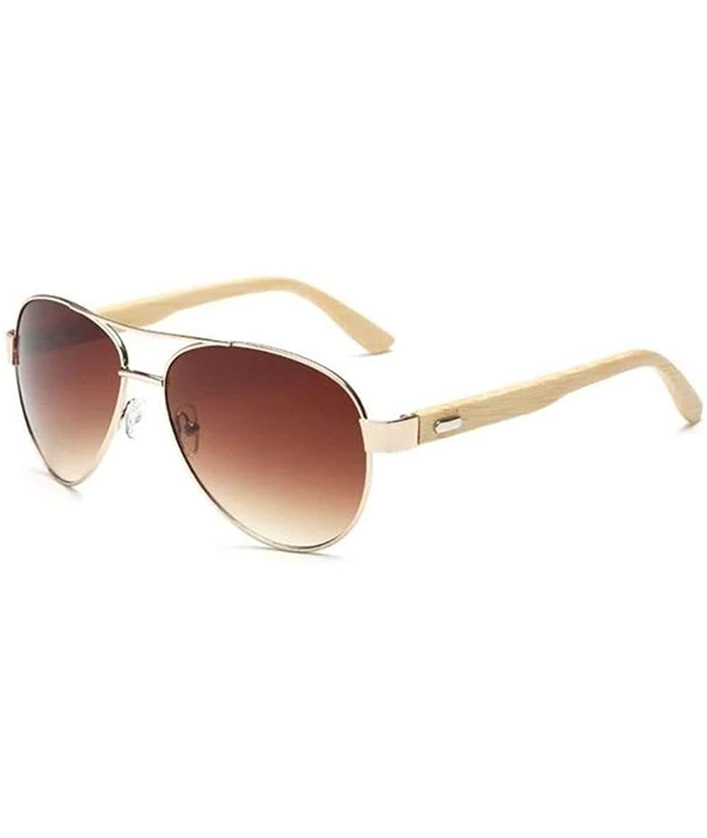 Aviator The Wooden Nature Lover Bamboo Pilot Unisex Sunglasses for Girls and Women's - Gold - C9193XHKTDH $61.81