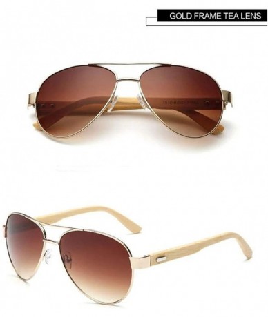 Aviator The Wooden Nature Lover Bamboo Pilot Unisex Sunglasses for Girls and Women's - Gold - C9193XHKTDH $61.81