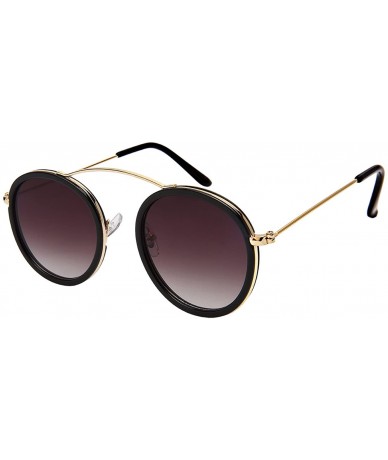 Oversized Fashionista Circle Sunnies w/Flat Lens 53093 - Black+gold - C51853MAHT2 $19.62