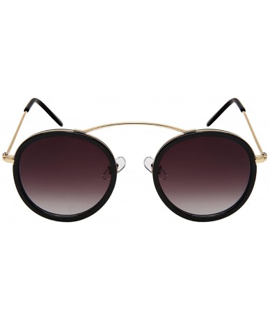 Oversized Fashionista Circle Sunnies w/Flat Lens 53093 - Black+gold - C51853MAHT2 $19.62