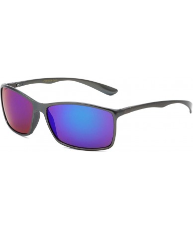 Rectangular Sports Lightweight Rectangular Color Mirror Sunglasses - Blue - CE196XGZE07 $26.40