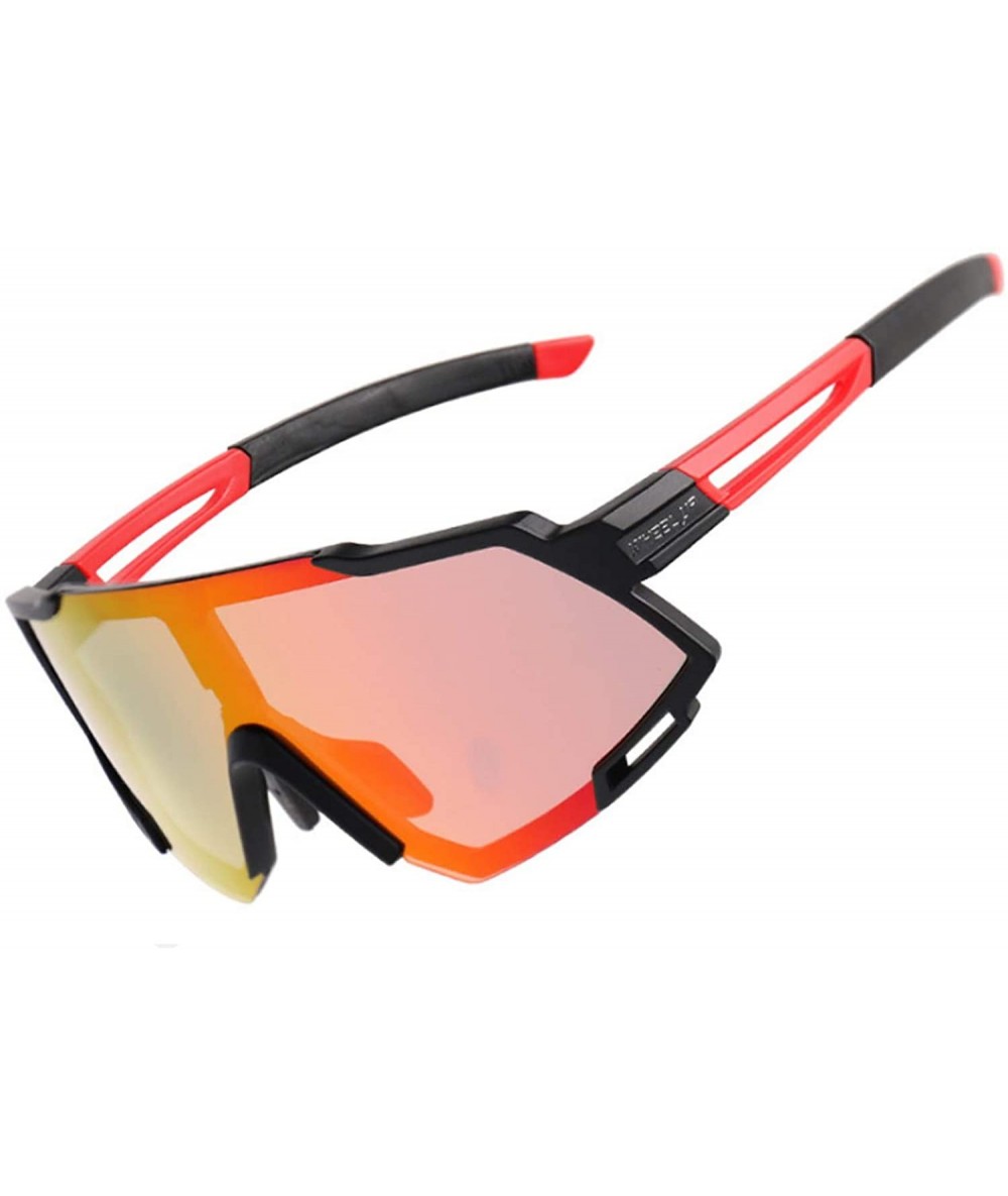 Sport UV-Resistant Polarized Outdoor Sports Cycling Sunglasses - Coating Black Red - C9196Z6YYHZ $22.58