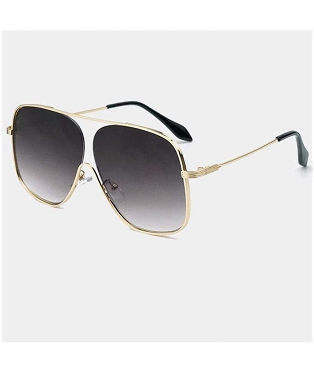 Oversized Oversize Square Metal Frame Sunglasses for Women Gradient Lens UV400 - C1 Gold Gray - C5198G6CA6L $23.21