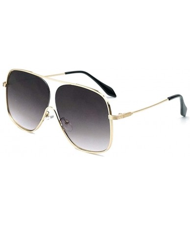 Oversized Oversize Square Metal Frame Sunglasses for Women Gradient Lens UV400 - C1 Gold Gray - C5198G6CA6L $23.21