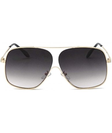 Oversized Oversize Square Metal Frame Sunglasses for Women Gradient Lens UV400 - C1 Gold Gray - C5198G6CA6L $23.21