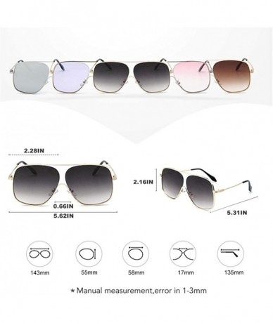 Oversized Oversize Square Metal Frame Sunglasses for Women Gradient Lens UV400 - C1 Gold Gray - C5198G6CA6L $23.21