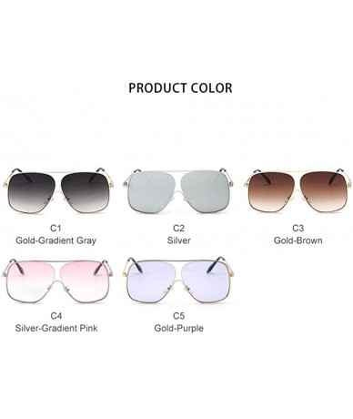 Oversized Oversize Square Metal Frame Sunglasses for Women Gradient Lens UV400 - C1 Gold Gray - C5198G6CA6L $23.21