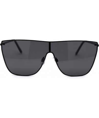 Oversized Womens Oversize Metal Rim Cat Eye Shield Diva Sunglasses - All Black - CH18XNOHOGH $26.77