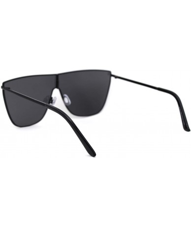 Oversized Womens Oversize Metal Rim Cat Eye Shield Diva Sunglasses - All Black - CH18XNOHOGH $26.77