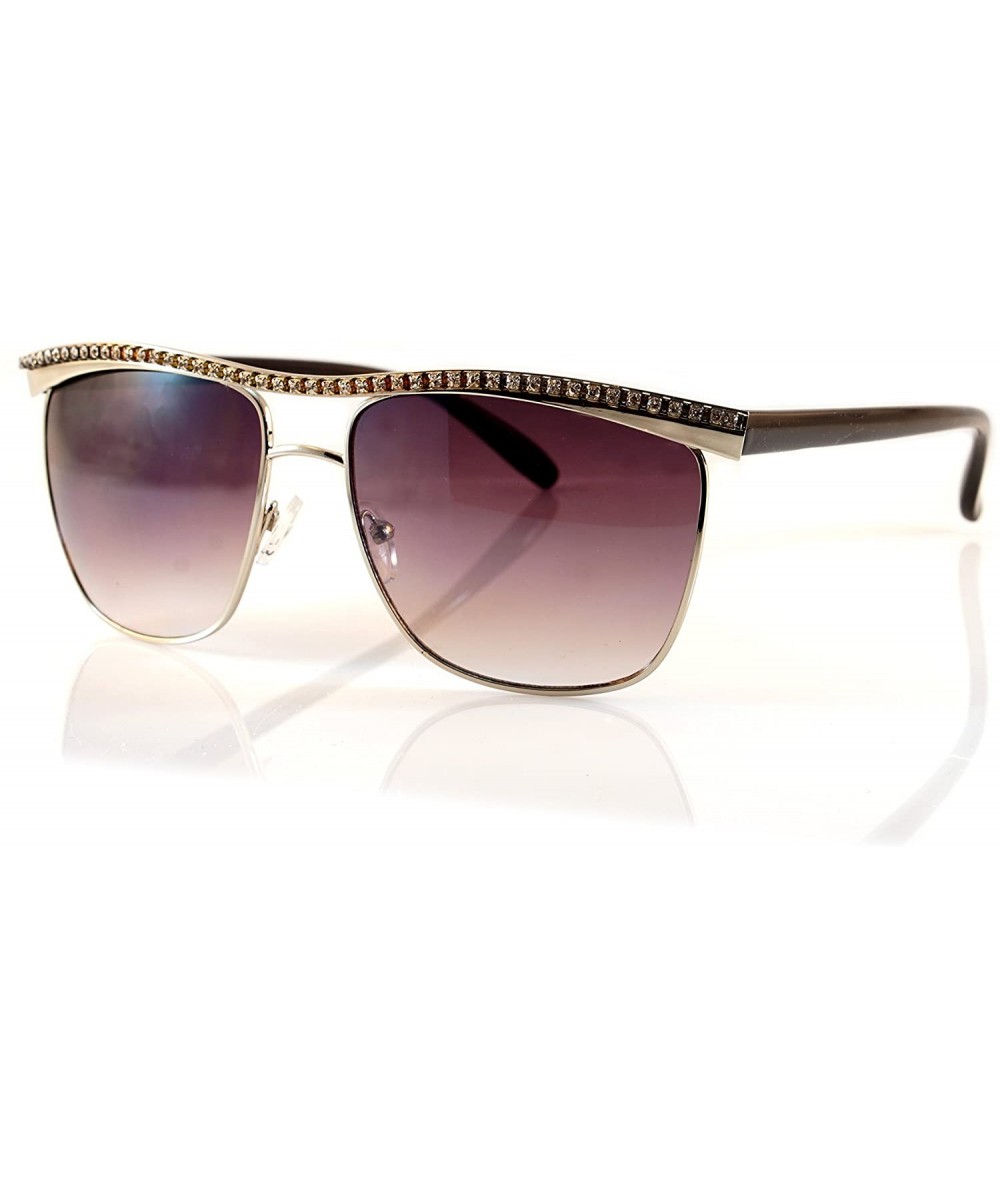 Oversized Jewelry Flat Top Square Sunglasses A167 - Silver/ Black - C418D5K7KUG $25.08