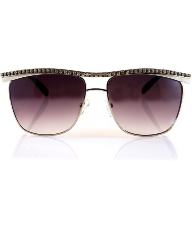 Oversized Jewelry Flat Top Square Sunglasses A167 - Silver/ Black - C418D5K7KUG $25.08