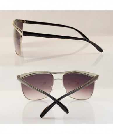 Oversized Jewelry Flat Top Square Sunglasses A167 - Silver/ Black - C418D5K7KUG $25.08