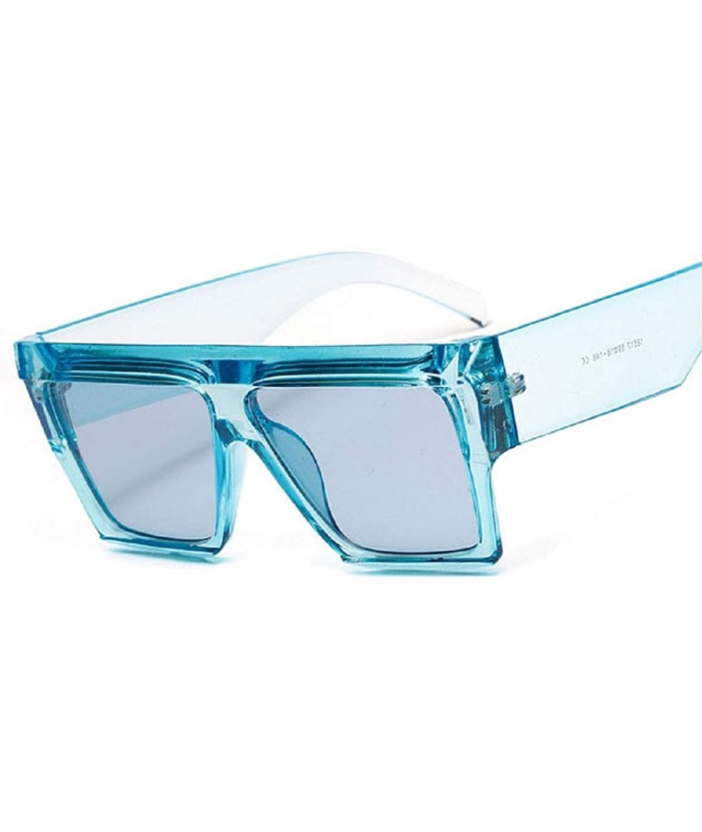 Square Retro Oversized Square Sunglasses for Women with Flat Lens - A - CJ18RANLGWK $18.68