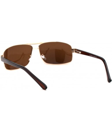 Rectangular Mens Polarized No Glare Lens Rectangular Pilots Sunglasses - Gold Brown - CA18W0L2HCQ $27.15