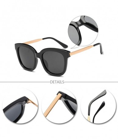 Round Men Women Polarized Sunglasses UV400 Classic Rimmed Driving Sunglasses - Black-grey - C718RQT2NGY $17.28