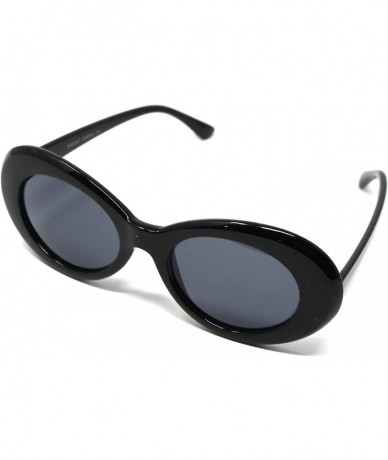 Oval Oval Sunglasses - 60s Retro Style Shades - - Black - C8195Z8SKY6 $21.93