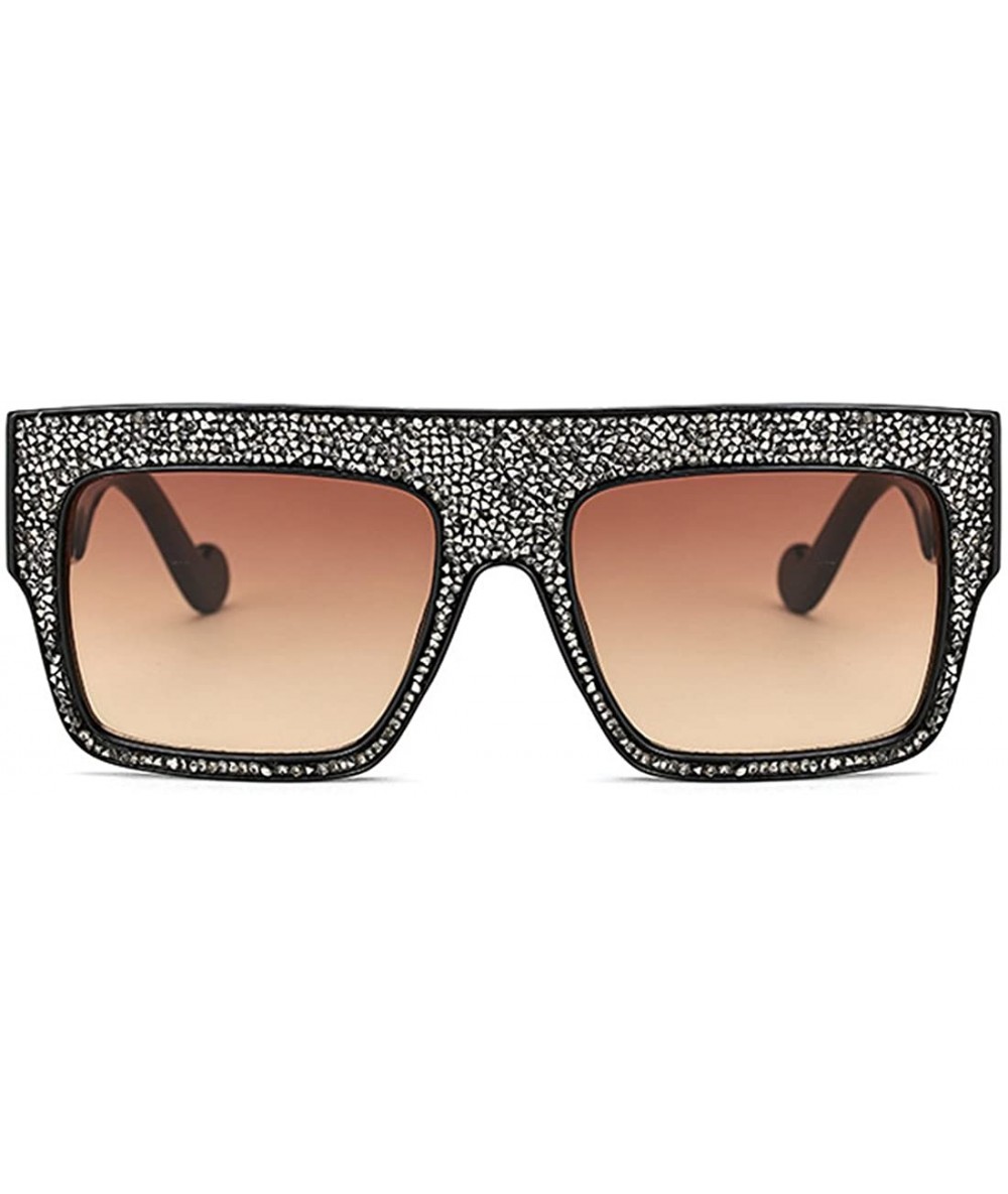 Oversized Womens Fashion Trendy Oversized Sunglasses Metal Hollow Cut Out - Silver Brown - CQ18DW0SN2Y $24.73