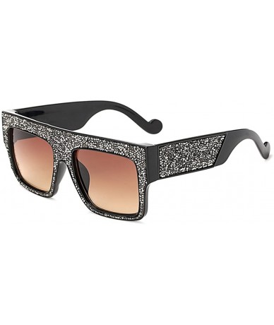 Oversized Womens Fashion Trendy Oversized Sunglasses Metal Hollow Cut Out - Silver Brown - CQ18DW0SN2Y $24.73