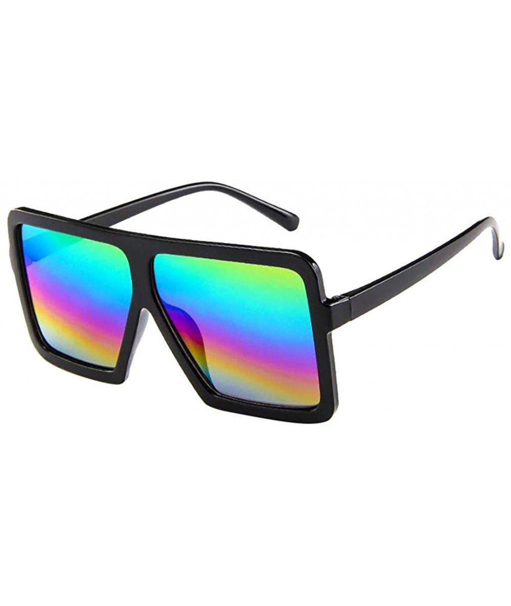 Aviator Square Oversized Sunglasses-Fashion Oversize Siamese Lens Sunglasses Women Men Succinct Style - Multicolor - C5194GZ3...