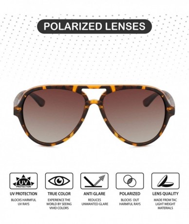 Oversized Polarized Black Aviator Sunglasses Women - Matte Tortoise/Polarized Brown Gradient - CG194G7TTAR $18.27