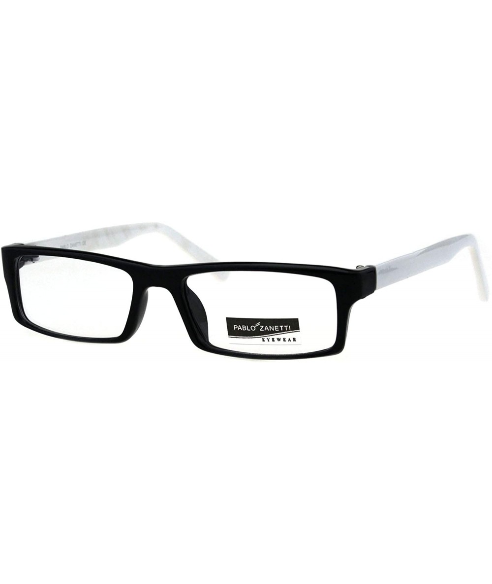 Rectangular Fashion Clear Lens Glasses Small Rectangular Frame Eyeglasses Unisex - Black White - C018RW0UYUR $20.36