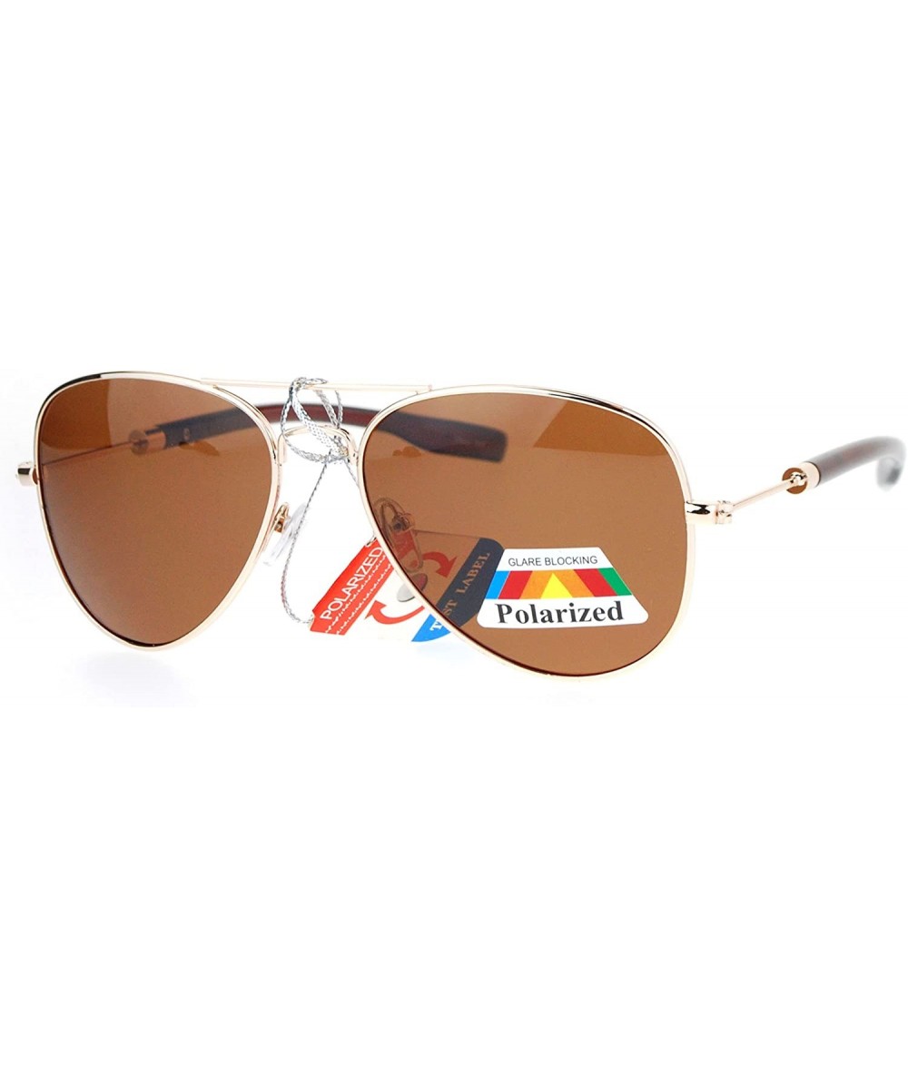 Aviator Polarized Lens Sunglasses Classic Aviator Frame Unisex Fashion Shades - Gold (Brown) - CT186NUZXH7 $23.39