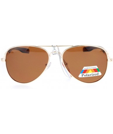 Aviator Polarized Lens Sunglasses Classic Aviator Frame Unisex Fashion Shades - Gold (Brown) - CT186NUZXH7 $23.39