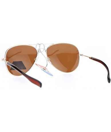 Aviator Polarized Lens Sunglasses Classic Aviator Frame Unisex Fashion Shades - Gold (Brown) - CT186NUZXH7 $23.39