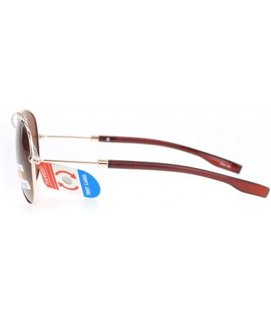 Aviator Polarized Lens Sunglasses Classic Aviator Frame Unisex Fashion Shades - Gold (Brown) - CT186NUZXH7 $23.39