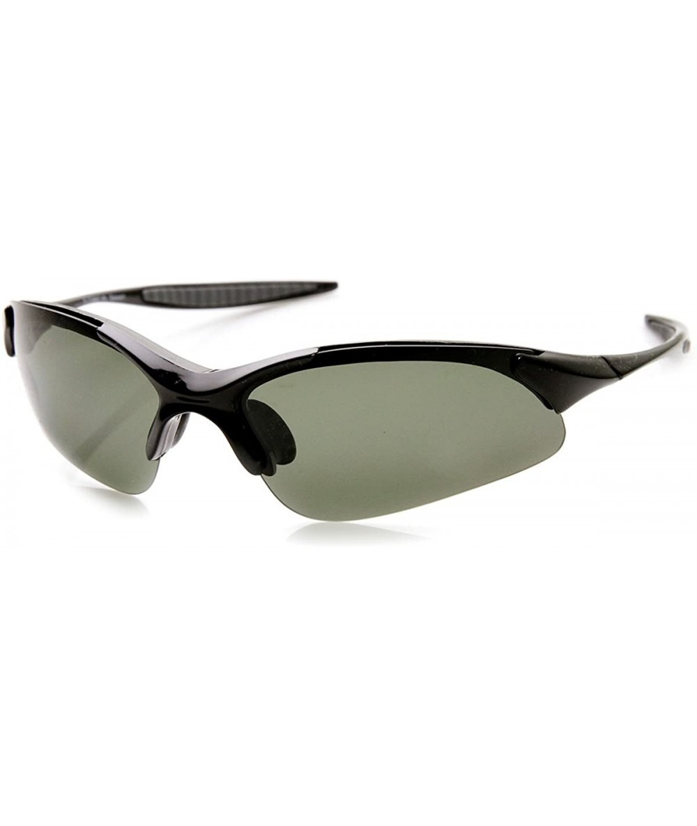 Sport Lightweight Shatterproof TR90 Half Jacket Polarized Lens Sports Sunglasses - Black - C111O5FB75Z $26.06