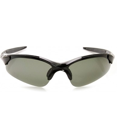 Sport Lightweight Shatterproof TR90 Half Jacket Polarized Lens Sports Sunglasses - Black - C111O5FB75Z $26.06