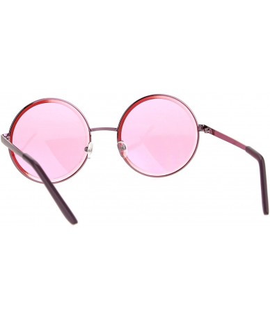 Round Womens Fashion Sunglasses Round Circle Frame Beveled Lens Shades UV 400 - Pink (Pink) - CZ186AZM7ZD $21.00