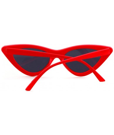 Goggle Retro Vintage Cateye Sunglasses for Women Clout Goggles Plastic Frame Glasses - Glossy Red Frame Grey Lense - CE187MXX...